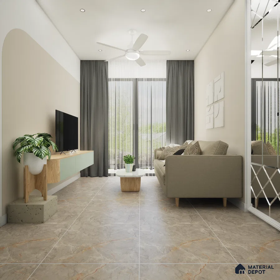 Hyper Brown 1200x600 mm Endless Carving Surface GVT Tile - 9 mm | Material Depot