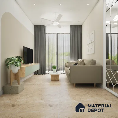 Monza Brown 1200x600 mm Endless Carving Surface GVT Tile - 9 mm | Material Depot