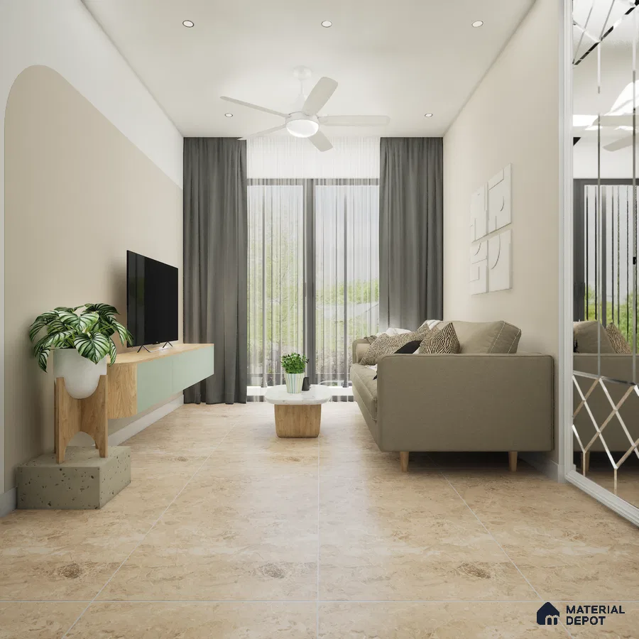 Monza Brown 1200x600 mm Endless Carving Surface GVT Tile - 9 mm | Material Depot