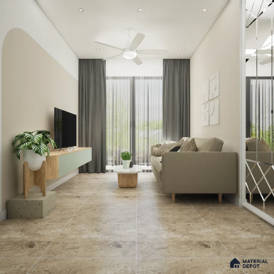 Monza Gris 1200x600 mm Endless Carving Surface GVT Tile - 9 mm | Material Depot