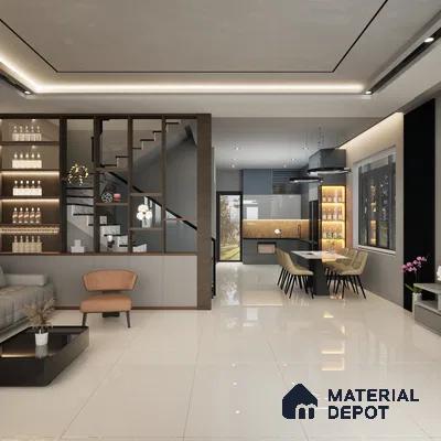 Mozart Pearl 1200x600 mm Glossy Finish Terrazzo Collection Full Body Floor and Wall Tile - 9 mm | Material Depot