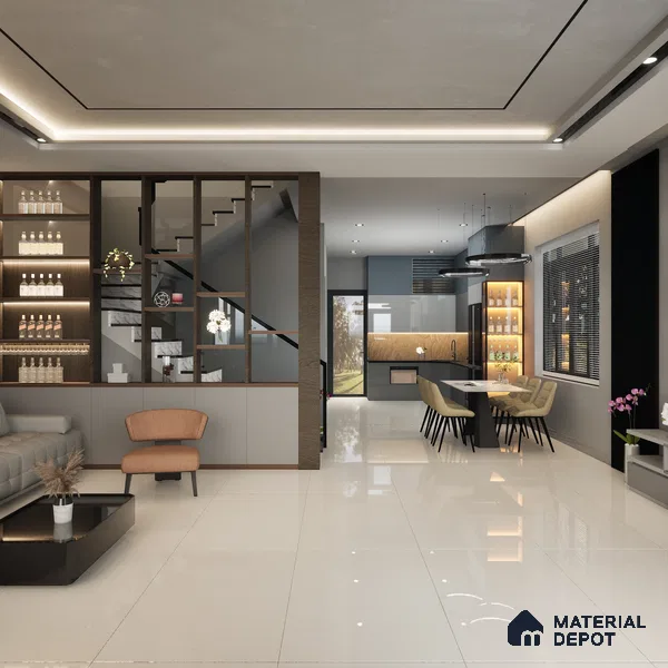 Terrazzo Wall & Floor Tile TL 04238 B Pearl Glossy Finish 1200x600 mm Full Body Vitrified Tile - 9 mm
