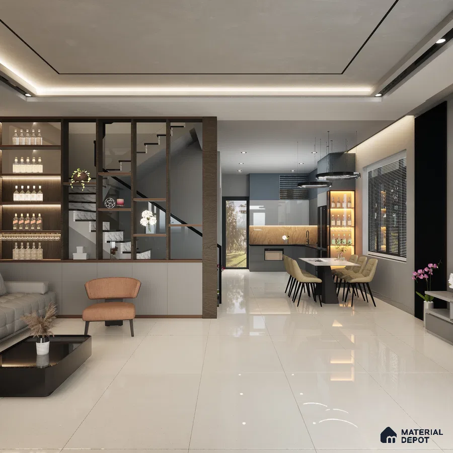 Mozart Pearl 1200x600 mm Glossy Finish Terrazzo Collection Full Body Floor and Wall Tile - 9 mm | Material Depot