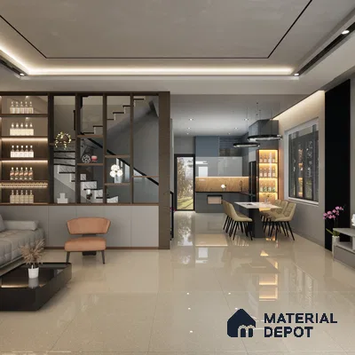 Mozart Fern 1200x600 mm Glossy Finish Terrazzo Collection Full Body Floor and Wall Tile - 9 mm | Material Depot