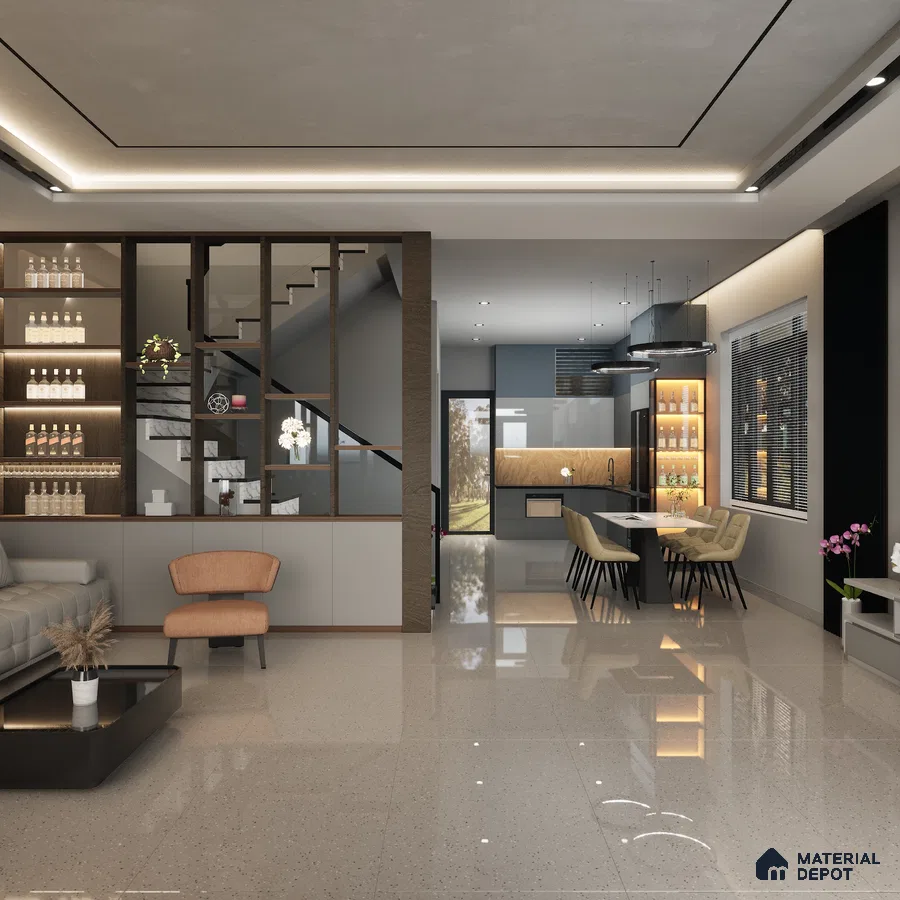 Mozart Stone 1200x600 mm Glossy Finish Terrazzo Collection Full Body Floor and Wall Tile - 9 mm | Material Depot