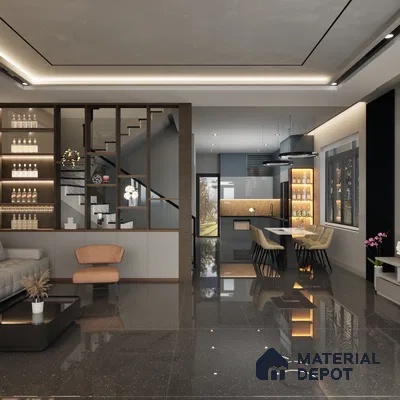 Mozart Nero 1200x600 mm Glossy Finish Terrazzo Collection Full Body Floor and Wall Tile - 9 mm | Material Depot