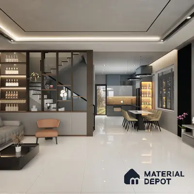 White Plain Floor & Wall Tile TL 06713 Gravier Crystal Glow 2 ft x 4 ft Vitrified Carving Matte Finish - 9 mm | Suitable for Living Room, Bedroom, Bathroom
