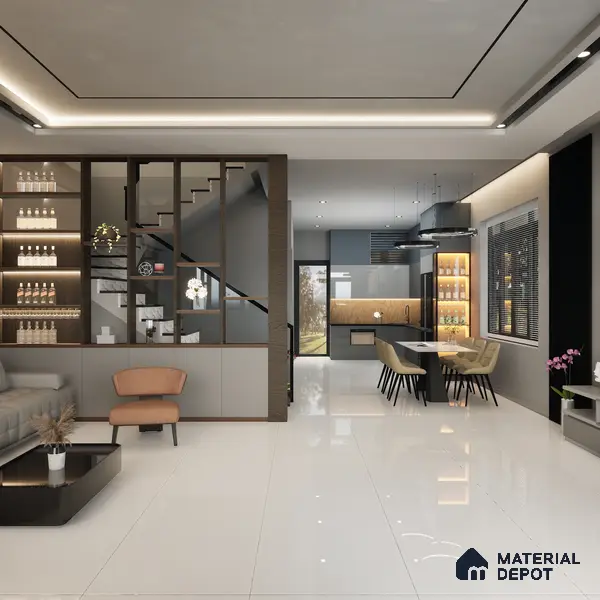 White Plain Floor & Wall Tile TL 06713 Gravier Crystal Glow 2 ft x 4 ft Vitrified Carving Matte Finish - 9 mm | Suitable for Living Room, Bedroom, Bathroom
