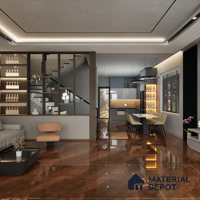 Armani Bronze 1200x600 mm High Gloss Finish GVT Tile - 9.5 mm | Material Depot