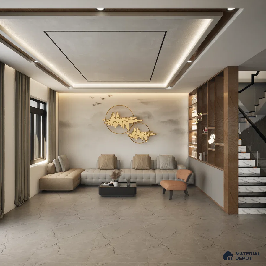 Petra Grey 1200x600 mm Carving Surface GVT Tile - 9 mm | Material Depot