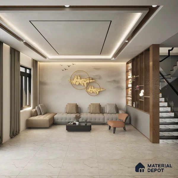 Marble Look Wall & Floor Tile TL 09018 | Matte Finish 4 ft x 2 ft Vitrified Tile - 9 mm | Suitable For Kitchen, Bathroom, Bedroom & Office