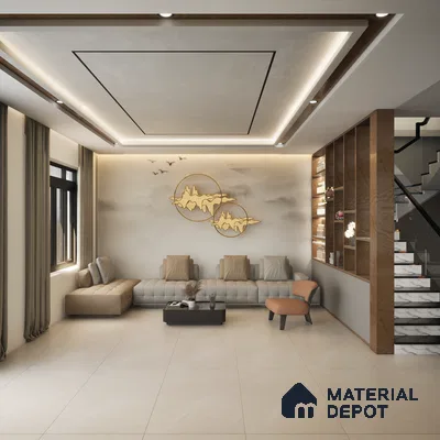 Bolzano Beige 1200x600 mm Carving Surface GVT Tile - 9 mm | Material Depot