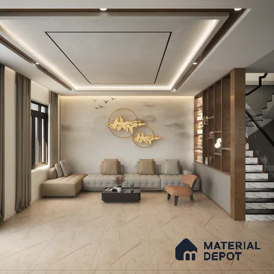 Marble Floor & Wall Tile TL 09310 Euri Mist 4 ft x 2 ft Infinia Finish Vitrified Tile - 9 mm | 4 Random Design | Suitable For Living Room, Bedroom, Dining Area