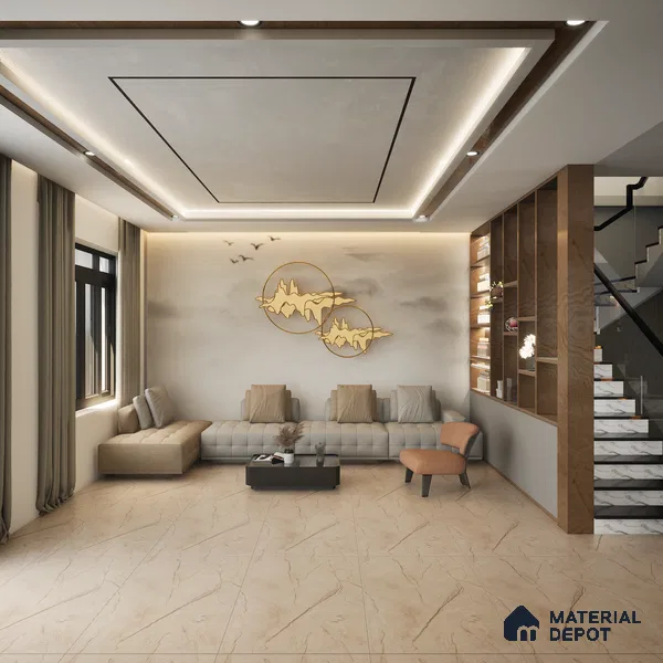 Marble Floor & Wall Tile TL 09310 Euri Mist 4 ft x 2 ft Infinia Finish Vitrified Tile - 9 mm | 4 Random Design | Suitable For Living Room, Bedroom, Dining Area