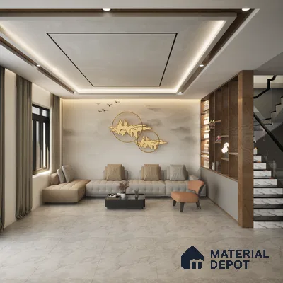 Marble Wall & Floor Tile TL 11398 Rocker Pulpis Silver | 4 ft x 2 ft Matte Finish Vitrified Tile - 9 mm | Suitable For Living Room, Bedroom & Bathroom | Random Designs