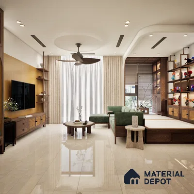 Endless Floor & Wall Vitrified Tile Cream 4 ft x 2 ft | TL 01078 Glossy Finish - 9 mm | Suitable for Living Room, Bedroom