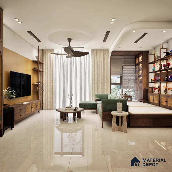 Endless Floor & Wall Vitrified Tile Cream 4 ft x 2 ft | TL 01078 Glossy Finish - 9 mm | Suitable for Living Room, Bedroom