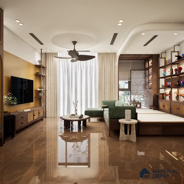 Budget Friendly Marble Wall & Floor Tile Value for Money TL 06296 Prismatic Brown 4 ft x 2 ft - Vitrified Glossy Finish -9 mm | Suitable for Living Room, Bedroom & Bathroom