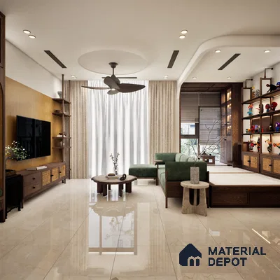 Stone Wall & Floor Tile TL 09965 Velentino Crema 4 ft x 2 ft Vitrified Glossy Finish - 9 mm | 3 Random Design