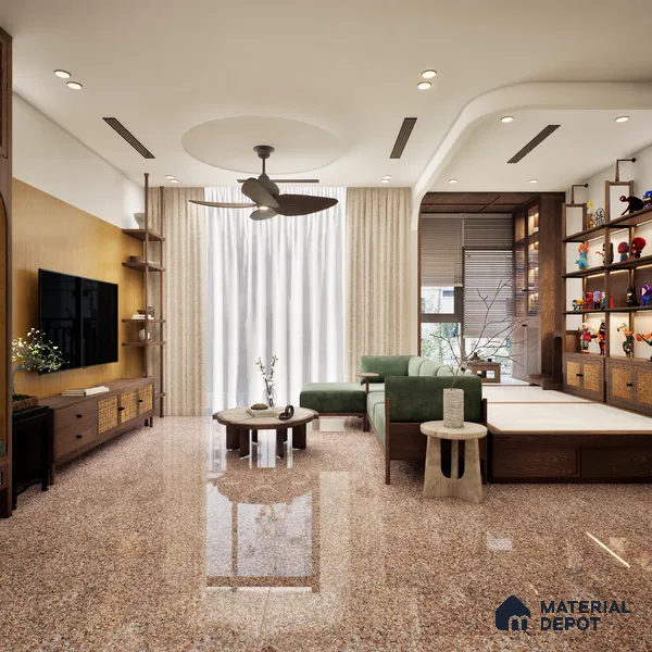 Stone Look Tile TL 09691 D 2 ft x 2 ft Glossy Finish Vitrified Tile - 9 mm