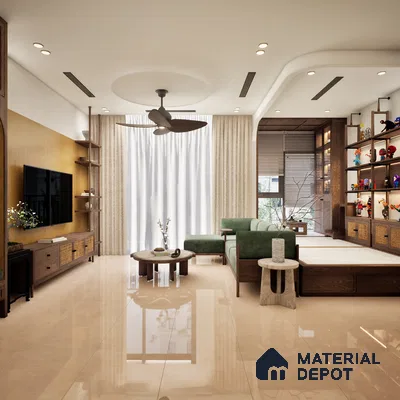 Mufty Ivory 1200x600 mm Lapato Surface GVT Tile - 9 mm | Material Depot