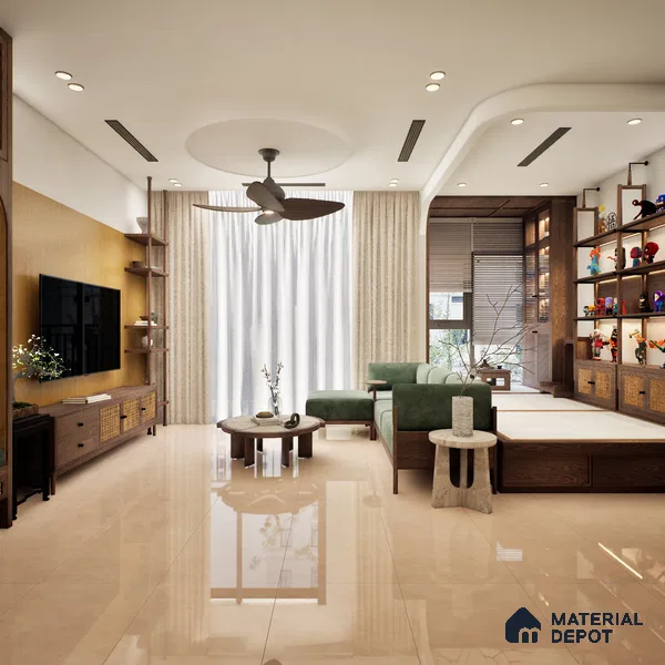 Marble Wall & Floor Base Tile TL 11757 | 8 ft x 4 ft Vitrified Double Digital Matte Tile - 9 mm