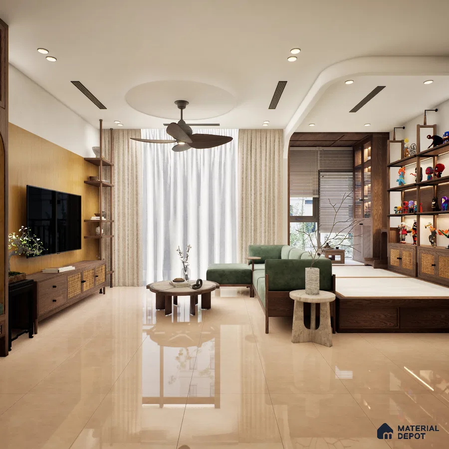 Mufty Ivory 1200x600 mm Lapato Surface GVT Tile - 9 mm | Material Depot