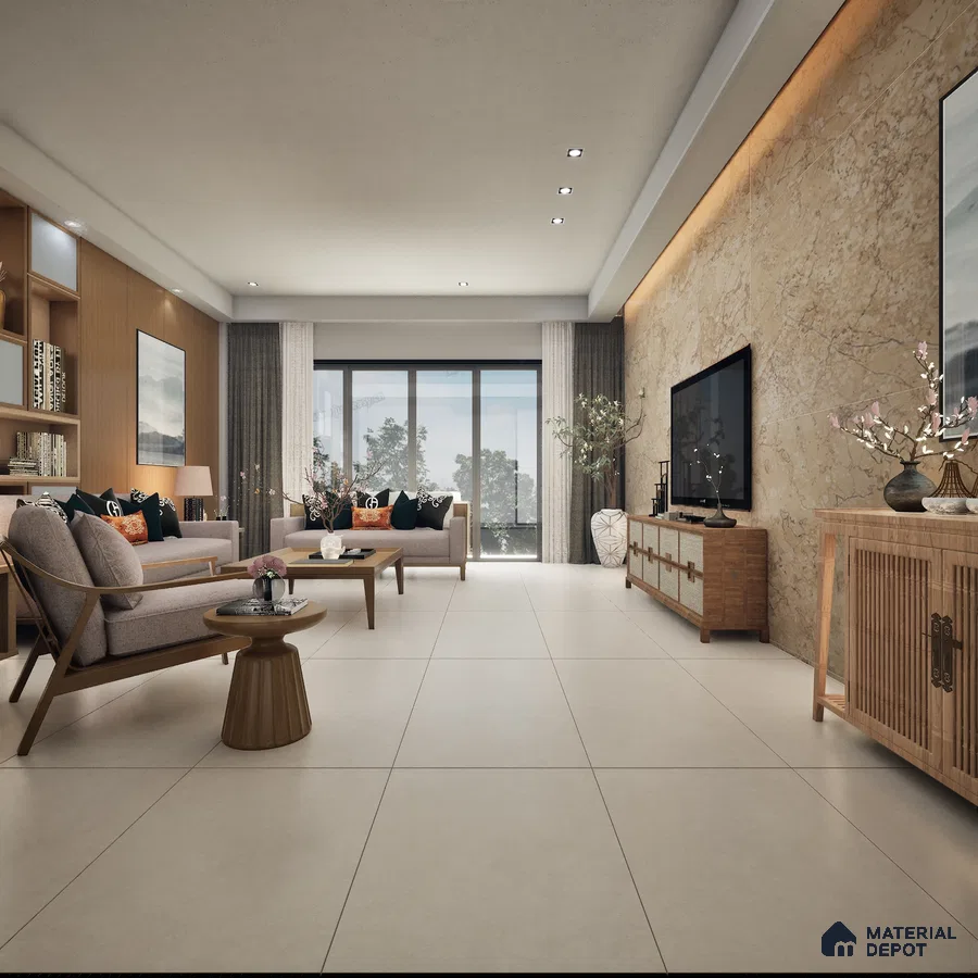 Rainbow Beige 1200x600 mm Matte Finish Rustic Collection GVT Floor and Wall Tile - 9 mm | Material Depot