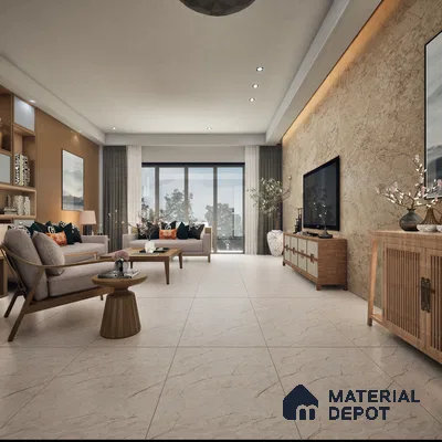 Roma Beige 1200x600 mm Endless Carving Surface GVT Tile - 9 mm | Material Depot
