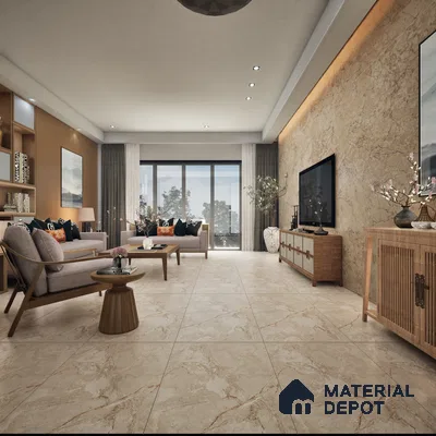 Suprim Brown 1200x600 mm Endless Carving Surface GVT Tile - 9 mm | Material Depot