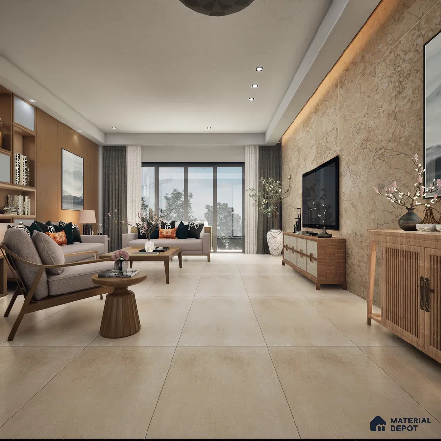 Beach Peach 1200x600 mm Rustic Surface GVT Tile - 9 mm | Material Depot