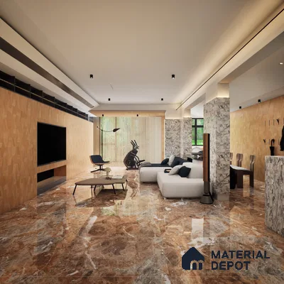 Rey Rosso Delta Fantastic 1200x600 mm Glossy Finish Infinito Octane Glaze Vitrified Floor and Wall Tile - 9 mm | Material Depot
