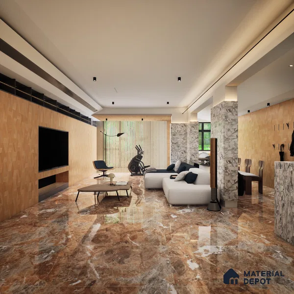Marble Floor & Wall Tile TL 08236 B Krypton Noce 4 ft x 2 ft Glossy Finish Vitrified Tile - 9 mm | Suitable for Living Room, Bedroom & Bathroom