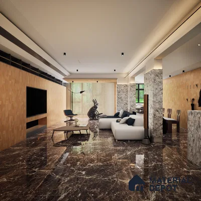 Stone Tile TL 09842 Euro Emprador 4 ft x 2 ft  Vitrified Glossy Finish - 9 mm