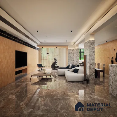 Rey Espreda Brown 1200x600 mm Glossy Finish Infinito Octane Glaze Vitrified Floor and Wall Tile - 9 mm | Material Depot