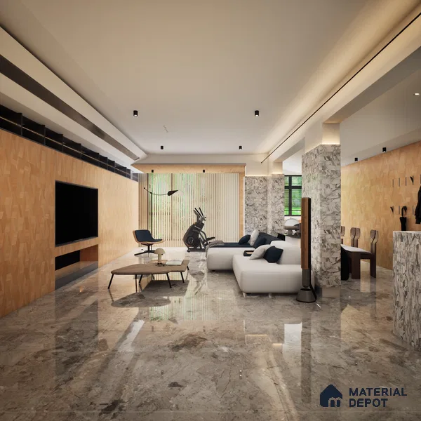 Stone Floor Tile TL 06821 Rust Brown 2 ft x 2 ft Matte Finish Anti Skid Vitrified Tile - 12 mm | 5 Random Design | Suitable for Balcony, Terrace & Coutyard