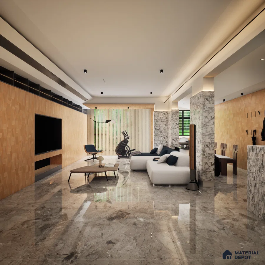 Rey Grey William 1200x600 mm Glossy Finish Infinito Octane Glaze Vitrified Floor and Wall Tile - 9 mm | Material Depot