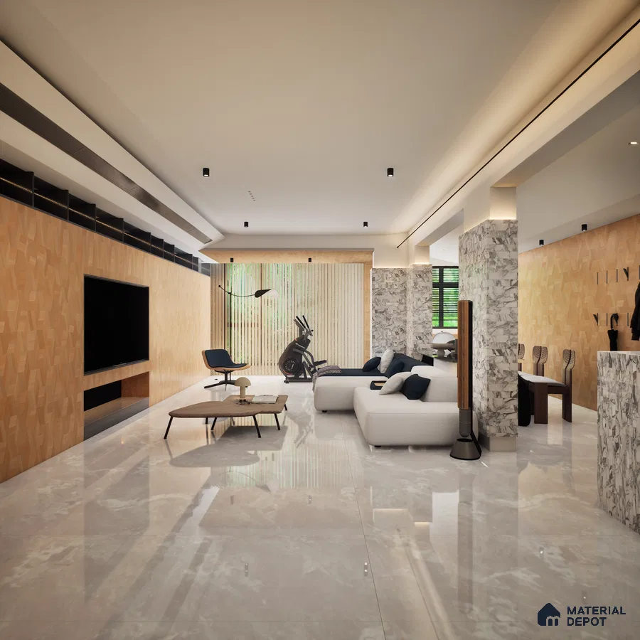 Rey Oregon Light 1200x600 mm Glossy Finish Luxury Glaze Vitrified Floor and Wall Tile - 9 mm | Material Depot