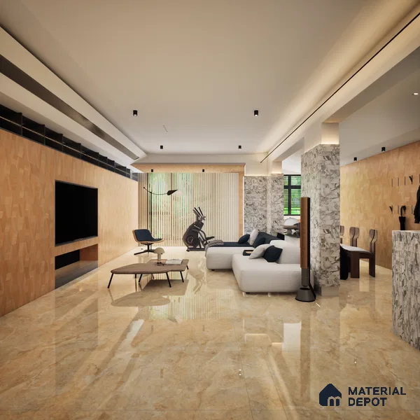 TL 08697 Cream 4 ft x 2 ft Glossy Finish Vitrified Floor & Wall Tile - 8.5 mm