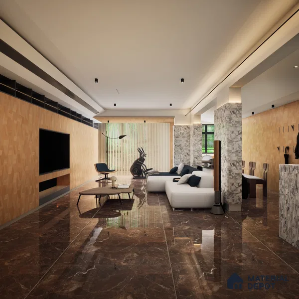 TL 08556 Wenge 4 ft x 2 ft High Gloss Finish Vitrified Wall & Floor Tile - 9 mm