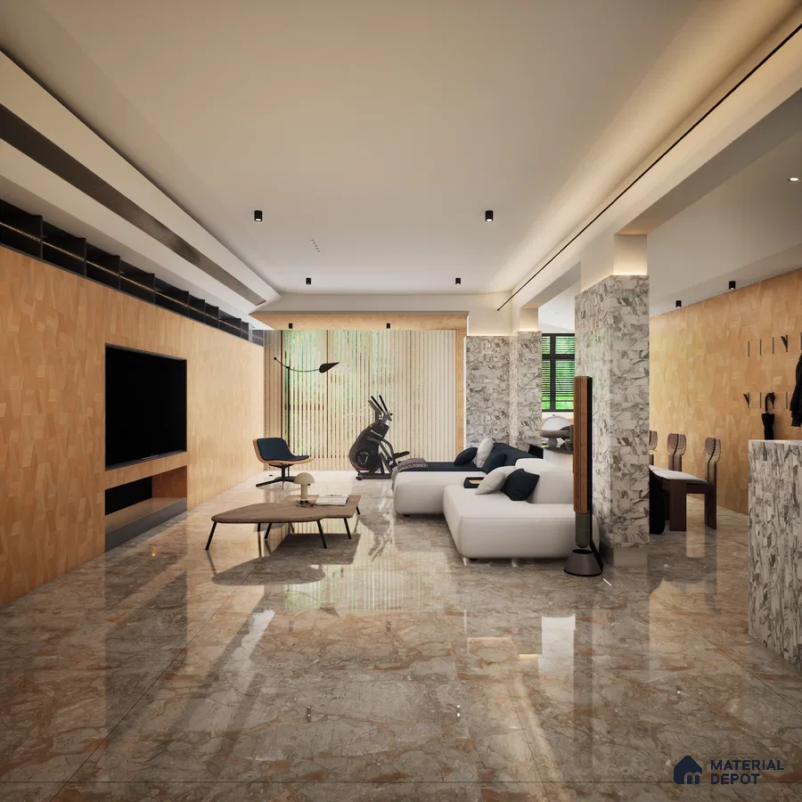 Bogota Choco 1200x600 mm Glossy Finish Endless Creation PGVT Floor and Wall Tile - 9 mm | Material Depot