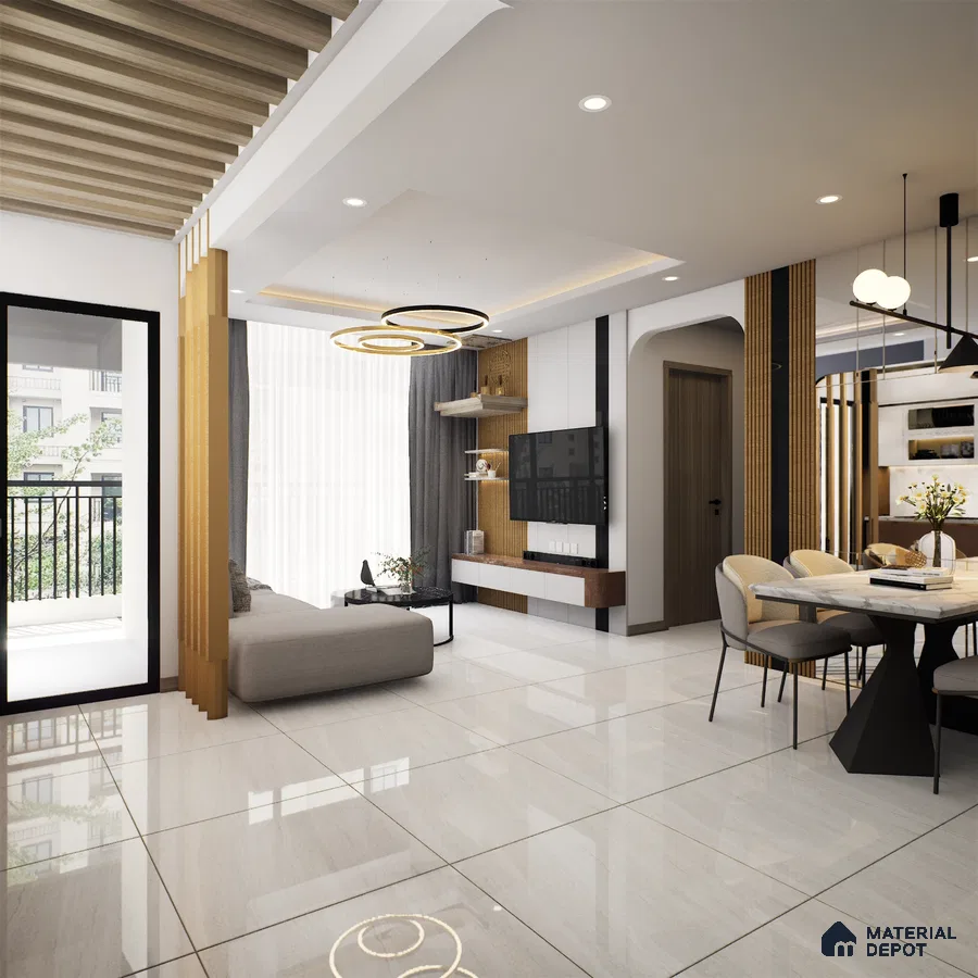 Livon Jupiter Light White 600x600 mm High Gloss Finish Double Charge Vitrified Floor and Wall Tile - 9 mm | Material Depot