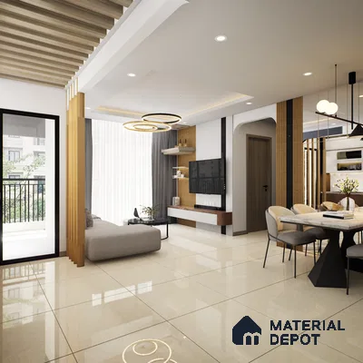 Livon Platinum Ivory 600x600 mm High Gloss Finish Double Charge Vitrified Floor and Wall Tile - 9 mm | Material Depot