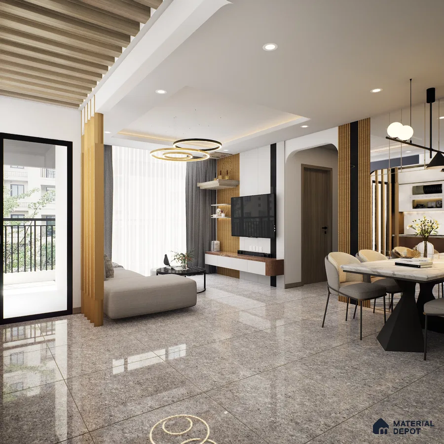 Livon Platinum Ash 600x600 mm High Gloss Finish Double Charge Vitrified Floor and Wall Tile - 9 mm | Material Depot