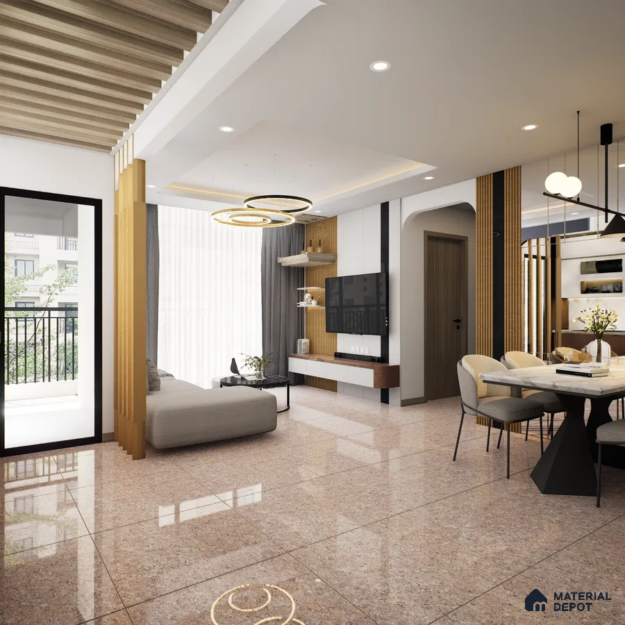 Livon Platinum Cherry 600x600 mm High Gloss Finish Double Charge Vitrified Floor and Wall Tile - 9 mm | Material Depot