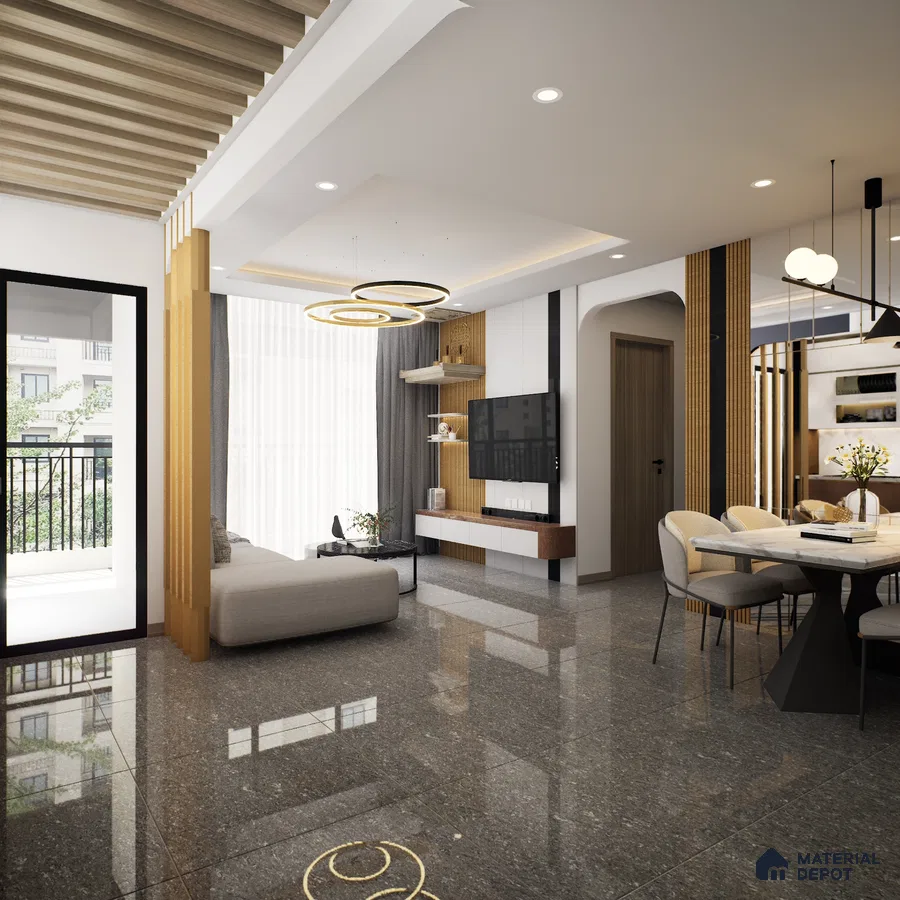 Melody Hazel 600x600 mm Glossy Finish Multi Charged Vitrified Tile - 9.5 mm | Material Depot