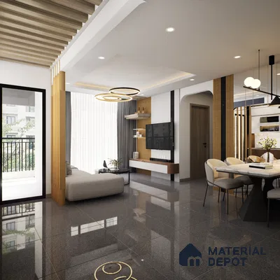 Sand Nero 600x600 mm Glossy Finish Double Body Vitrified Tile - 9.5 mm | Material Depot