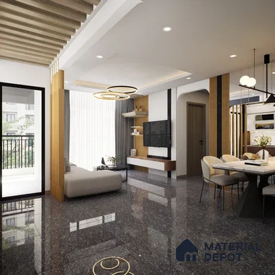 Melody Black 600x600 mm Glossy Finish Double Charged Vitrified Floor Tile - 9 mm | Material Depot