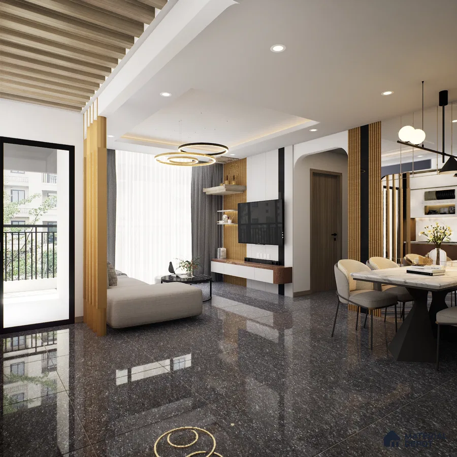 Melody Black 600x600 mm Glossy Finish Double Charged Vitrified Floor Tile - 9 mm | Material Depot