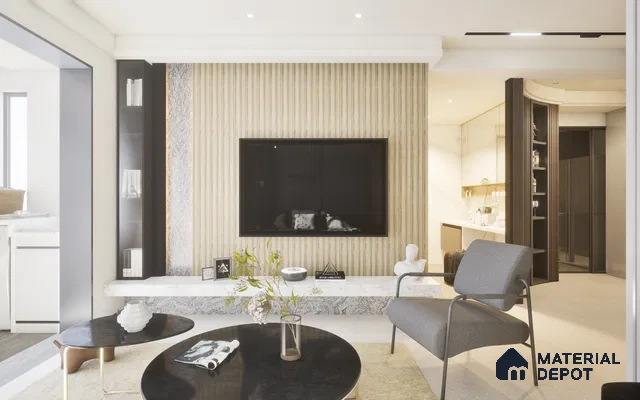 Beige Wooden Louver SA 1014 8 ft x 4.9 inch Charcoal Panel -  mm | Suitable for Feature Wall, TV Unit & Living Room | Width is Subjected to 5% Variation